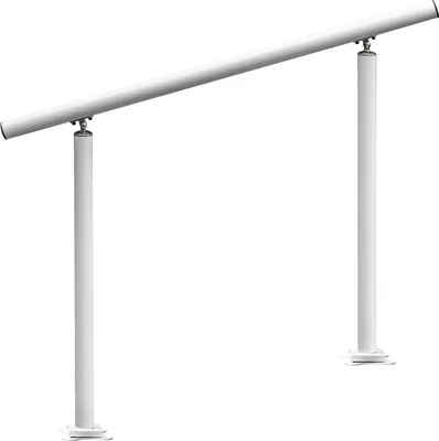 Image de SucceBuy Main courante pour escaliers extérieurs, 1,22 m, 86,4 cm, réglable de 0 à 60 degrés, rampe en aluminium blanc pour le jardin