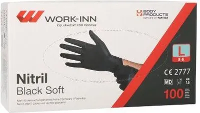 Produktbild von "WORK-INN/PS" Handschuhe, Nitril puderfrei "Black Soft" schwarz Größe L