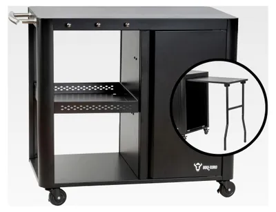 Produktbild von Grillwagen 95 x 50 x 80 cm | Schwarz | Grilltisch mit großer Arbeitsfläche | Beistelltisch, Outdoor Grill Trolley | Servierwagen, Gartentrolley