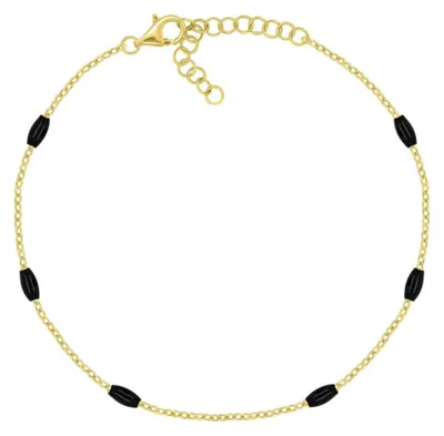 Produktbild von Vergoldetes Armband mit schwarzen Perlen BRC229YBC