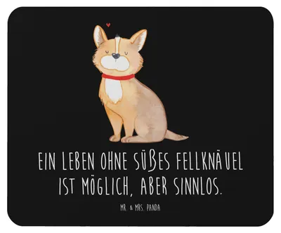 Produktbild von Mr. & Mrs. Panda Mousepad Hund Glück - Schwarz - Geschenk, Spruch, Liebe, Sprüche, pc mauspad, glücklich, Mouse Pad, mausunterlage, Herz, mousematte