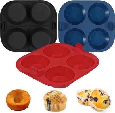 Image de Moules à muffins en silicone pour friteuse à air chaud, lot de 3, pour muffins, gâteaux et puddings