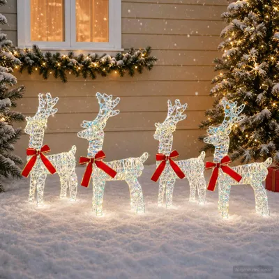 Imagen del producto de vidaXL, 4 ciervos navideños, 160 LEDs, luz blanca cálida, 33 x 12 x 55 cm