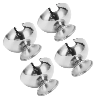 4 Eisbecher aus Edelstahl, Silber, mit Gabeln, Dessertschalen