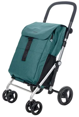 Produktbild von Einkaufstrolley klappbar 64 L mit Kühltasche – Einkaufswagen bis 25 kg belastbar Shopping Trolley blau-grün