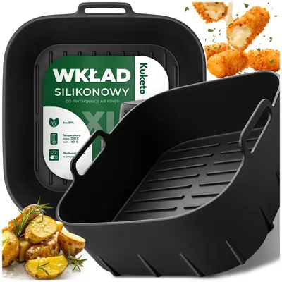 Produktbild von Kuketo | Silikonform Für Heißluftfritteuse 20,5 × 20,5 cm – Wiederverwendbarer Einsatz Zum Backen & Braten – Antihaft & Hitzebeständig