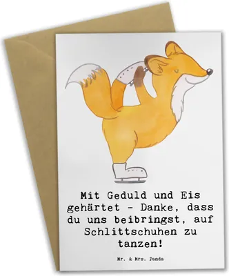Produktbild von Mr. & Mrs. Panda Grußkarte Eiskunstlauf Trainerin - Weiß - Geschenk, Training, Sportart, Choreographie, osterkarte, valentinstagskarte, Grußkarten, Danksagung, Mentorin