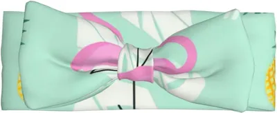 Productafbeelding van Roze haarband met flamingo- en ananasprint en strik voor babymeisjes, pasgeborenen, peuters en kinderen