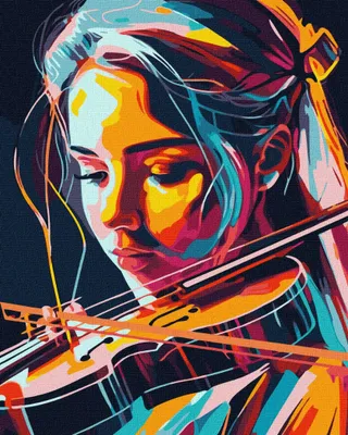 Image de Peinture par numéros avec cadre Images à peindre - Violoniste 40x50 cm