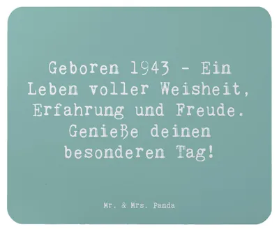 Produktbild von Mr. & Mrs. Panda Mauspad Spruch 1943 Geburtstag - Meeresbrise - Geschenk, Erinnerungen, historische Geburtstage, pc mausunterlage, Geschichten und Weisheiten, Jahrgang