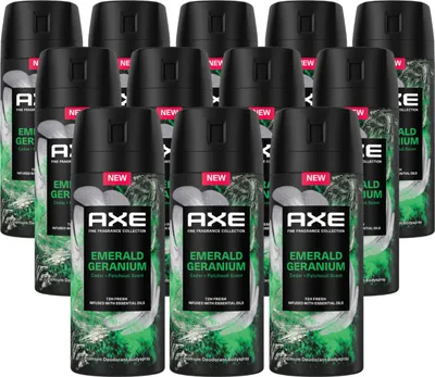 Produktbild von Axe Premium Bodyspray Emerald Geranium Deo ohne Aluminiumsalze mit 72 Stunden Schutz gegen Körpergeruch 150 ml 12 Stück