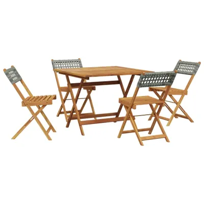 Produktbild von vidaXL 5-tlg. Garten-Essgruppe Grau Poly Rattan und Massivholz