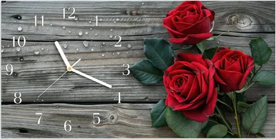 Produktbild von Wanduhr aus Glas mit Motiv Romantische Rosenherzen- 60 x 30 cm - inkl. Aufhängesystem