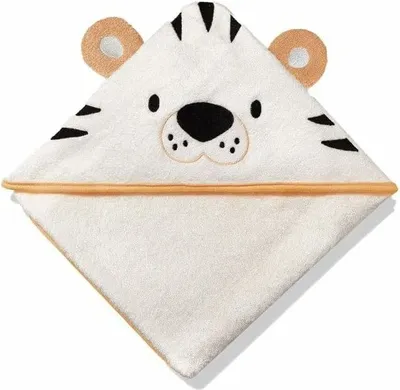 Imagen del producto de Toalla con capucha para bebés, fabricada con bambú orgánico, con motivos de tigre