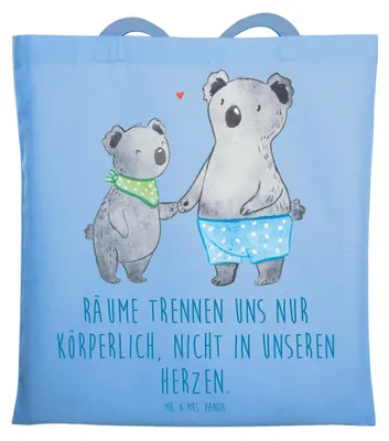 Produktbild von Mr. & Mrs. Panda Shopping Tasche Trennung von den Eltern - Sky Blue - Geschenk, Schultasche, Hoffnung, Zuversicht, Einkaufstasche, Ermutigung, Unterstützung, Tote Bag