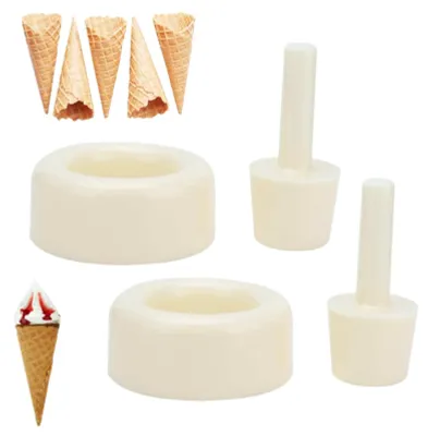 Waffel-Kegelformer, 2 Stück, Kunststoff, weiß, kompakt