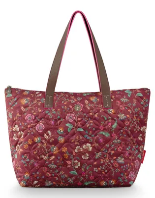 Produktbild von Pip Studio Reisetasche Schultertasche Tilda Tote Bag Flora Bangelore Dark Pink dunkelrot