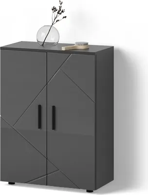Image de Meuble de rangement de salle de bain Livinity Ronco Anthracite Haute brillance 60x81cm, Model 52569