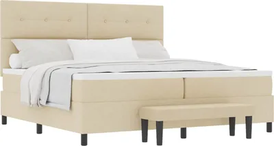 Obrázok produktu pre Posteľ s pružinovým rámom Krémová 200 x 200 cm látka