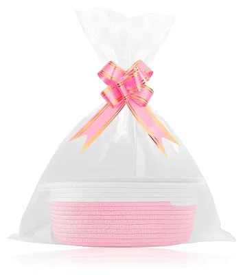 Produktbild von Set aus Baumwoll-Osterkörbchen in Rosa und Weiß - Leere Geschenkkörbe für die Befüllung - Präsentkörbe für Jungen und Mädchen - Aufbewahrungskörbe 30 cm