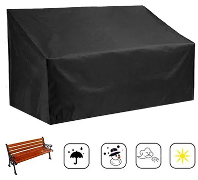 Immagine prodotto di Copertura protettiva per panchina da giardino - 163 x 66 x 89 cm - Copertura impermeabile per panchina da giardino a 3 posti - Tessuto Oxford 210D - Resistente ai raggi UV, antivento - Colore: nero
