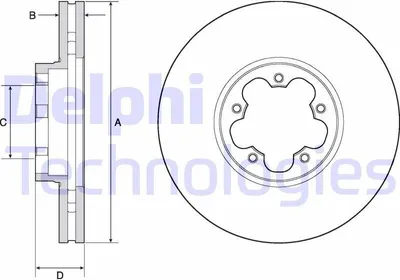 Produktbild von 2x DELPHI Bremsscheibe BG9142C für FORD Transit V363 Kastenwagen (FCD FDD) 61mm