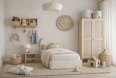 Produktbild von Sofello MOON creme 90x200 Metall-Lattenrost Hochwertig Bett mit Bettkasten und Stauraum – Kinderkollektion