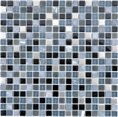Produktbild von Mosaikfliese Transluzent Edelstahl schwarz Glasmosaik Crystal Stein Stahl schwarz Glas MOS92-0203_f