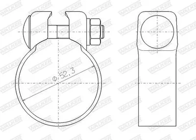 Produktbild von WALKER Auspuffschelle 81988 für OPEL Corsa D Schrägheck (S07) 52,3mm 28,5mm 77mm 57,5mm Beutel 0,162kg