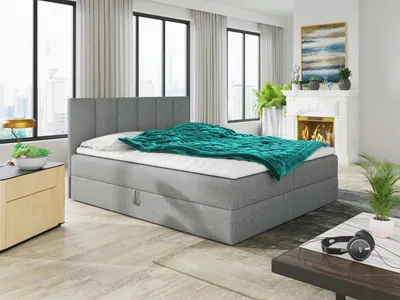 Produktbild von silape Boxspringbett Star, 180x200 cm, Grau Inari 91, mit Topper, Bonell-Matratze, 2 Bettkästen, mittelhart, Hebeautomatik, Fibertexbezug am Rücken