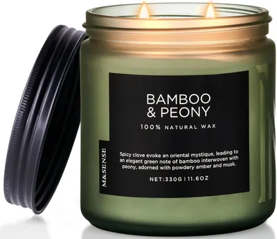 Produktbild von & Peony, Duftkerze mit 2 Dochten, 330 g, Aromatherapie-Kerze, Brenndauer: 70 Stunden, Duftkerzen im Glas mit 2 Dochten, aus natürlichem Sojawachs