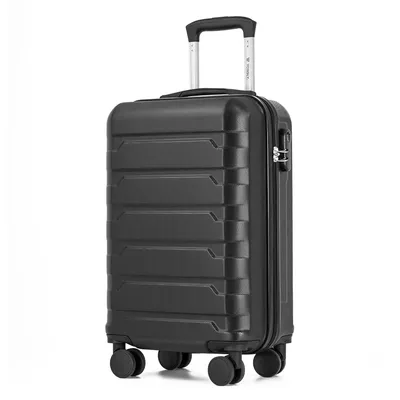 Produktbild von Koffer Trolley Reisekoffer Suitcase, Rollkoffer Handgepäck ,mit 4 Rollen360°, Hartschalenreisekoffer, Zahlenschloss, Weicher Gummigriff(M, Schwarz)
