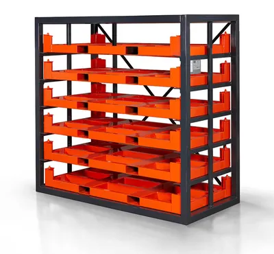 Produktbild von RR Industrietechnik Kassettenregal Typ RKR-30 Großformatbleche 341x165x228cm BxTxH Außenmaß mit 2000kg Traglast
