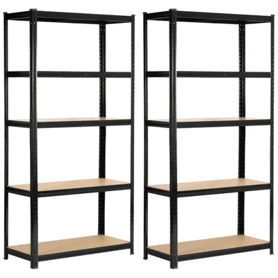 Image de lot de 2 étagères pour charges lourdes Noir 80 cm 10 étagères L80xH40xP180 cm