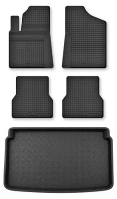 Image de Tapis en caoutchouc + bac de coffre pour Opel Mokka B 2019- (plancher haut) – 5 pièces, noirs, semi-universel, adapté