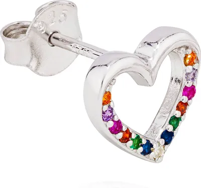 Produktbild von Einzel 8x9mm Chakra Herz Ohrstecker 925 Silber bunte Zirkon Damen Kinder Ohrring