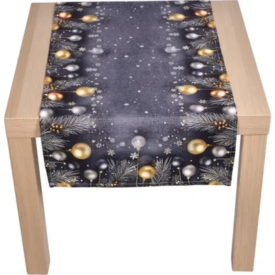 Obrázek produktu pro Vánoční ubrus Jehličí a baňky 40x140 cm