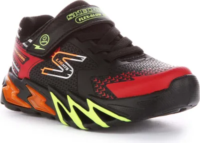 Produktbild von Skechers S Lights: Flex Glow Bolt K der Licht Auf Schlupf Auf Turnschuhe Schwarz Rot – undefined / Schwarz Rot
