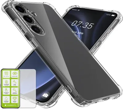 Obrázek produktu pro Pro Samsung Galaxy S24 FE Shock TPU Case Transparent + 0.26 H9 Glass Mobile Phone Case Protection