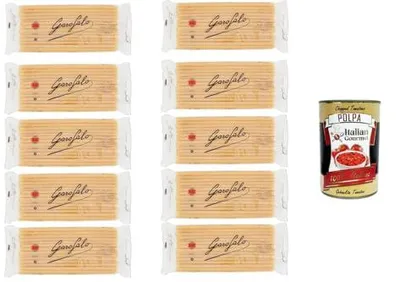 Produktbild von Italian Gourmet Ziti Pasta 10×500 g – Ziti N.4-15 Hartweizengrieß, italienische Röhrennudeln für Ofenpasta, Ragù & Sugo, Großpackung 5 kg, ideal für Familien & Vorrat + Italian Gourmet Polpa