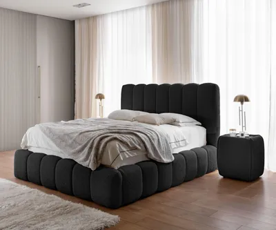 Produktbild von Polsterbett CHLOE 120x200 cm - mit Bettkasten, Doppelbett mit Stauraum und Lattenrost, Boxspringbett-Optik, Bett ohne Matratze, Schlafzimmer - Schwarz