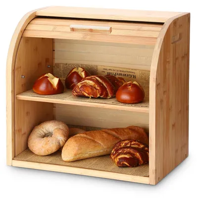Bamboe Broodkast met roldeksel, 2 vakken, 38x25x36,8 cm