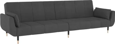 Produktbild von Schlafsofa 2-Sitzer mit 2 Kissen Dunkelgrau Samt