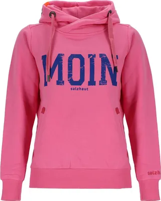 Produktbild von Salzhaut Damen Hoodie Sünn mit Moin-Print - Modischer Kapuzenpullover mit Kapuze mit Kordelband in Blossom-Navy Größe L