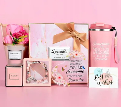 Zdjęcie produktu dla Zestaw Prezentowy Dla Kobiet Kubek Termiczny Bransoletka Świeca Zapachowa