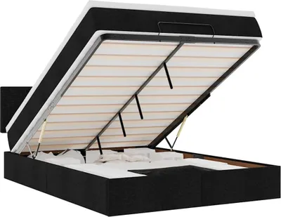 Immagine prodotto di vidaXL Ottoman letto con materasso nero 140x200 cm in tessuto