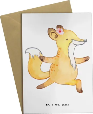 Produktbild von Mr. & Mrs. Panda valentinstagskarte Kinderyogalehrerin Herz - Weiß - Geschenk, einladungskarten, weihnachtskarten, Klappkarte, Grußkarte, osterkarten, genesungskarte