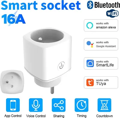 Produktbild von AIORBER Smart Steckdose 16A WLAN Bluetooth mit Strommessung, App Steuerung, Sprachsteuerung, Timer Funktion, Weiß