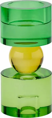 Produktbild von Gift Company Kerzen- und Teelichthalter Sari S, Windlicht, Dekolicht, Kristallglas, Grün, Gelb, 15.2 cm, 1097003008