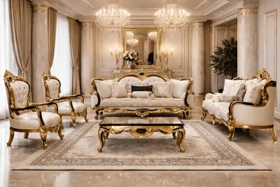 Image de Ensemble de salon confortable 3+3+1+1 places avec table basse